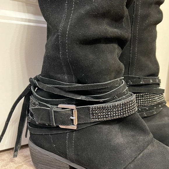 Naughty Monkey suede boots with tassels and sparkle, size 10 - Picture 2 of 12